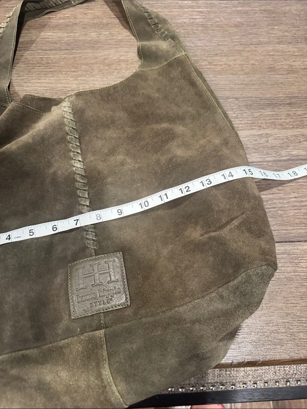 Haute Hippie Olive Suede Hanging Tote Bag in EUC